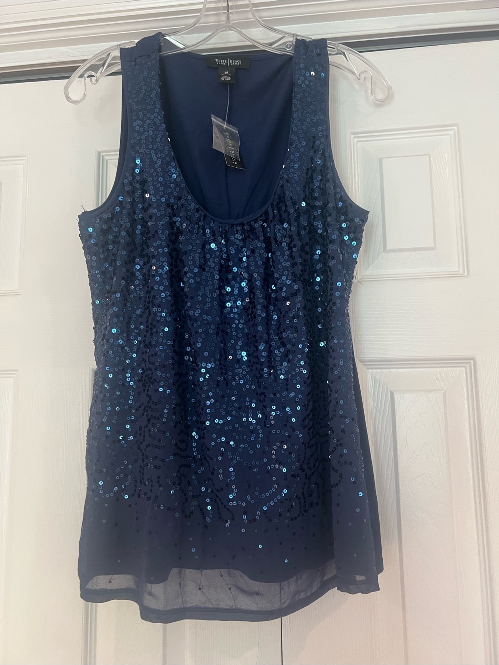 NWT White House Black Market Navy Sequin Tank Top